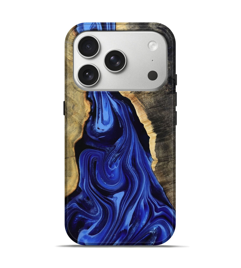 iPhone 17 Pro Wood Live Edge Phone Case - Vada (Blue, 806042)