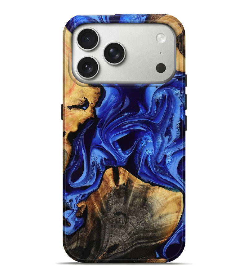 iPhone 17 Pro Max Wood Live Edge Phone Case - Nicky (Blue, 806046)