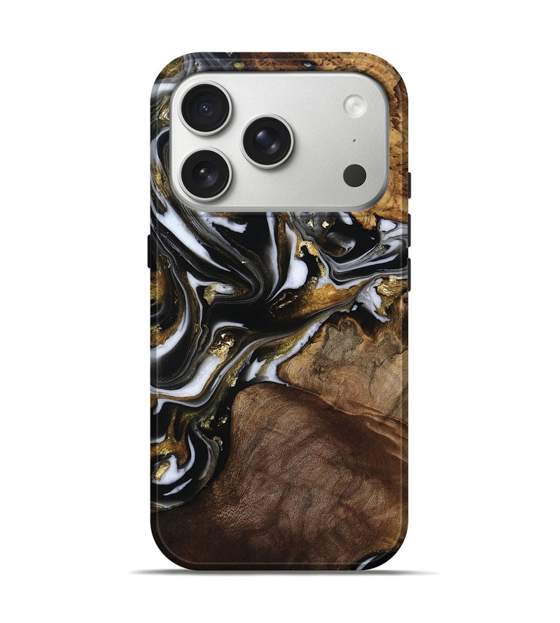 iPhone 17 Pro Wood Live Edge Phone Case - Maranda (Black & White, 806052)