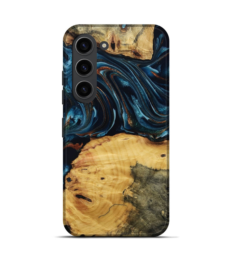 Galaxy S23 Wood Live Edge Phone Case - Mammie (Teal & Gold, 806055)