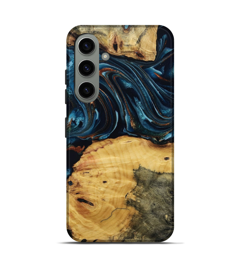 Galaxy S24 Wood Live Edge Phone Case - Mammie (Teal & Gold, 806055)