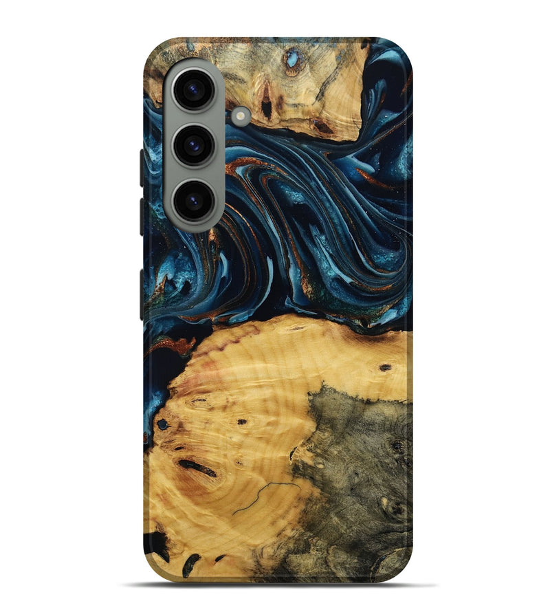 Galaxy S24 Plus Wood Live Edge Phone Case - Mammie (Teal & Gold, 806055)