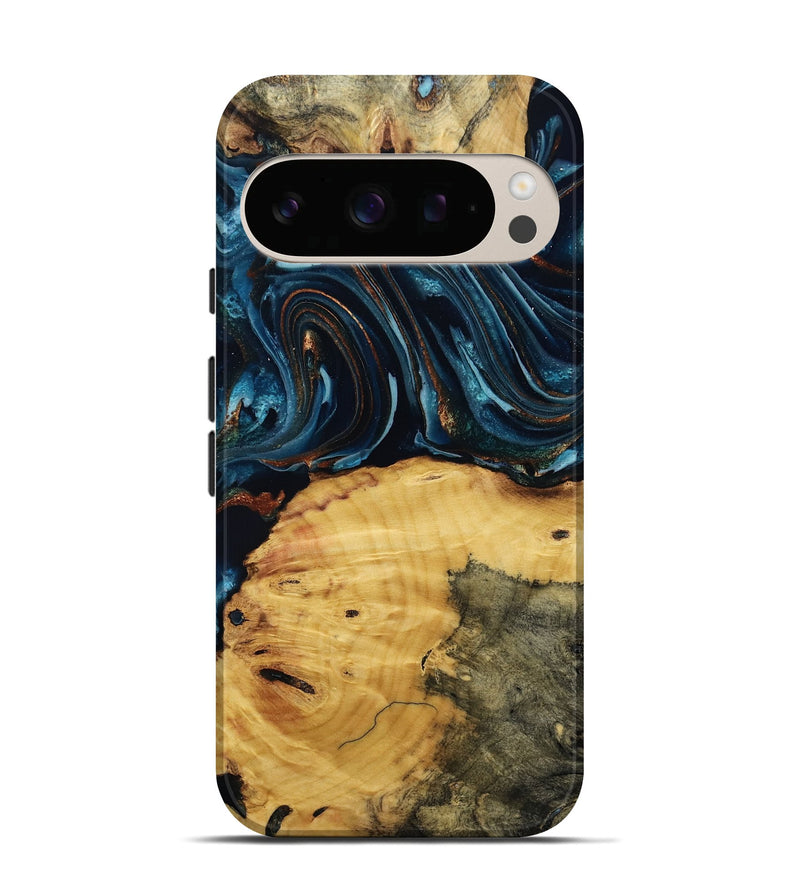Pixel 10 Wood Live Edge Phone Case - Mammie (Teal & Gold, 806055)