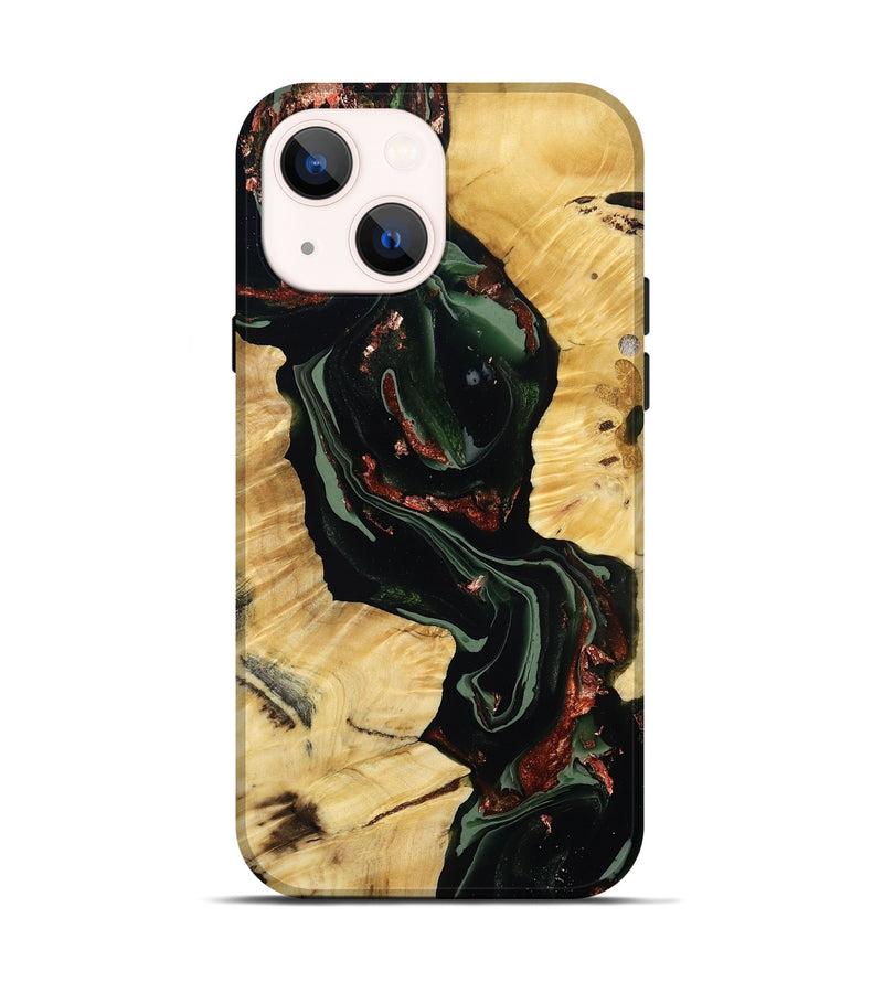 iPhone 14 Wood Live Edge Phone Case - Azul (Green, 806056)