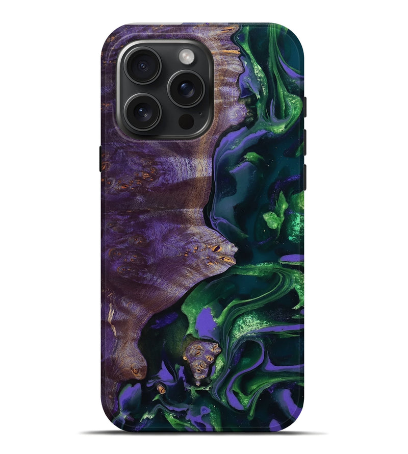 iPhone 16 Pro Max Wood Live Edge Phone Case - Andrew (Green, 806060)