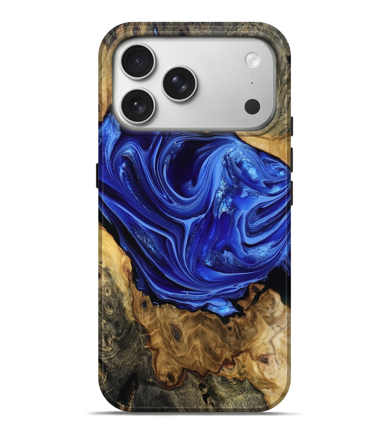 iPhone 17 Pro Max Wood Live Edge Phone Case - Max (Blue, 806062)