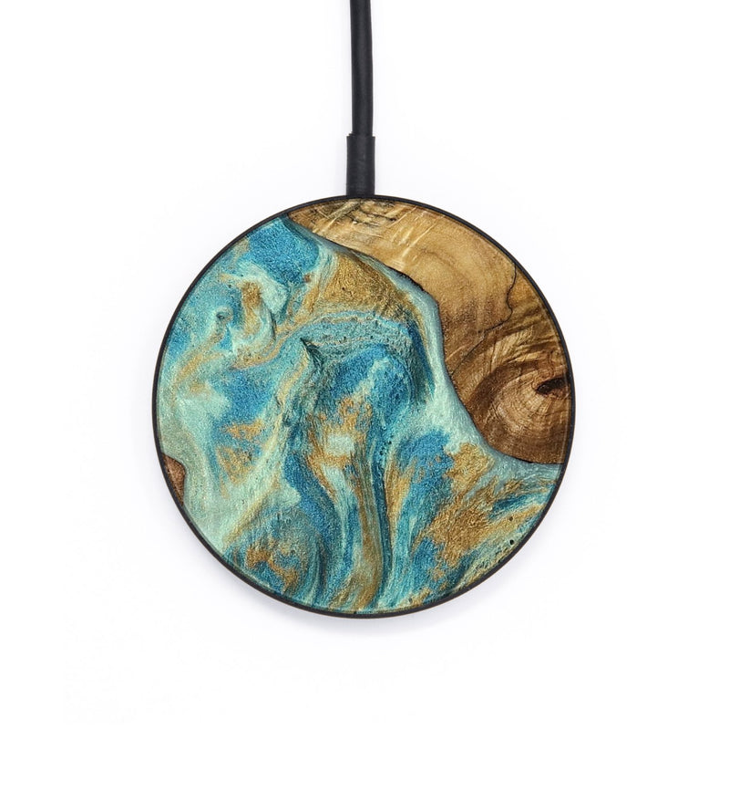 Circle Wood Wireless Charger - Lexus (Teal & Gold, 806095)