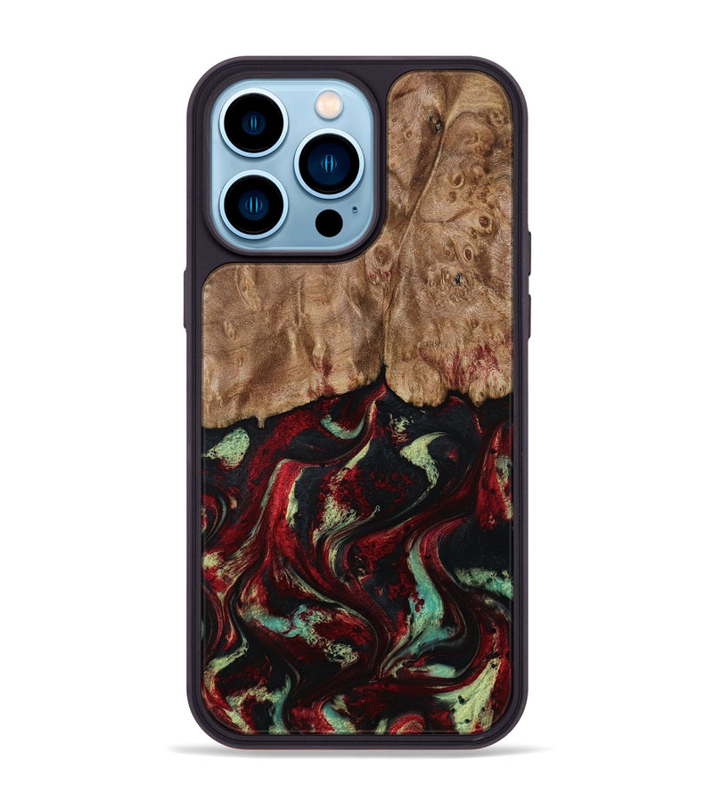 iPhone 14 Pro Max Wood Phone Case - Terese (Red, 806103)