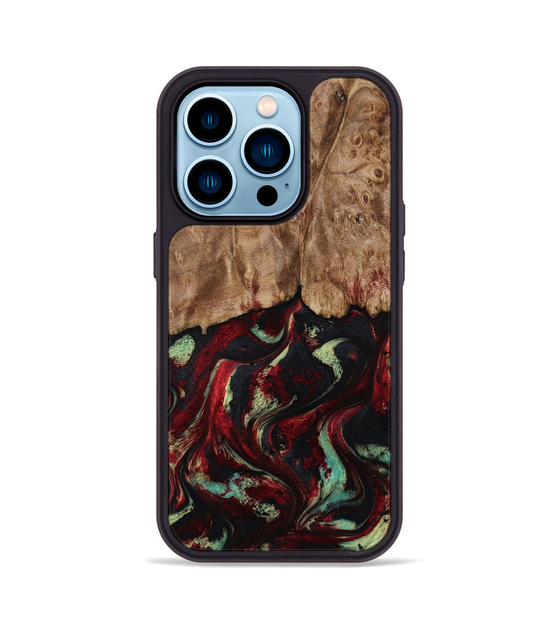 iPhone 14 Pro Wood Phone Case - Terese (Red, 806103)