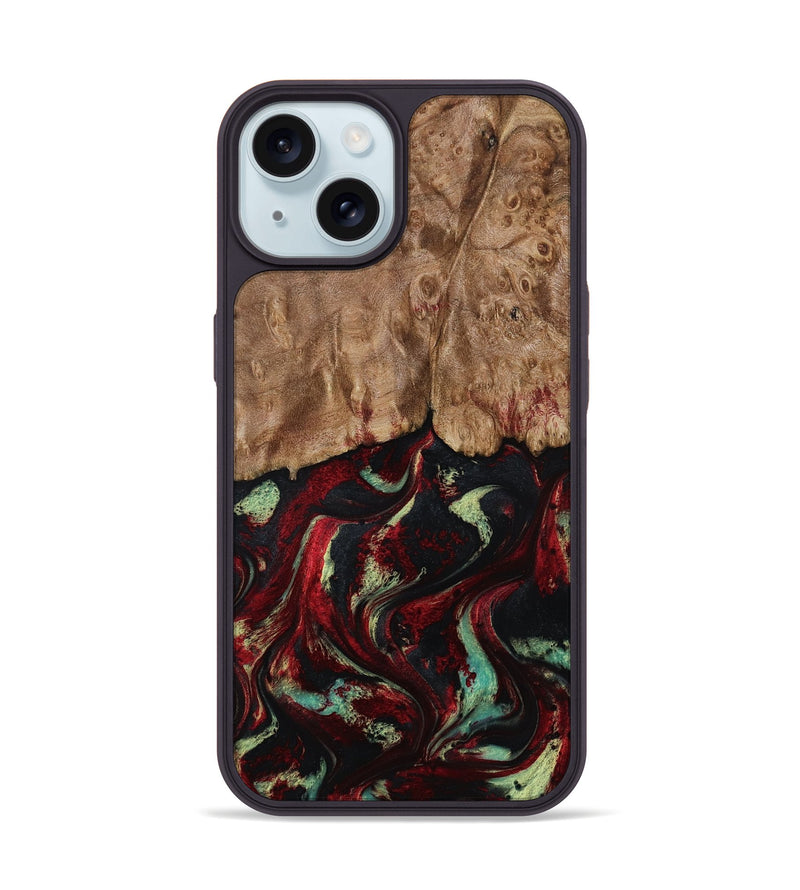 iPhone 15 Wood Phone Case - Terese (Red, 806103)
