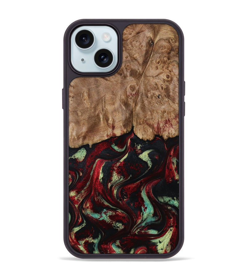 iPhone 15 Plus Wood Phone Case - Terese (Red, 806103)