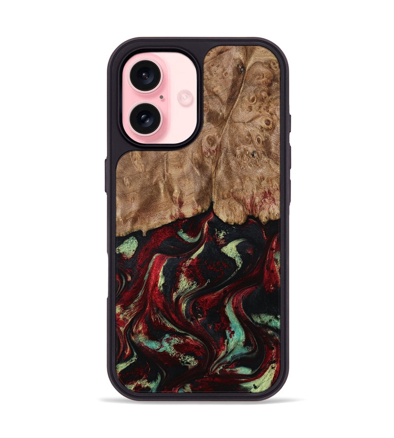 iPhone 16 Wood Phone Case - Terese (Red, 806103)