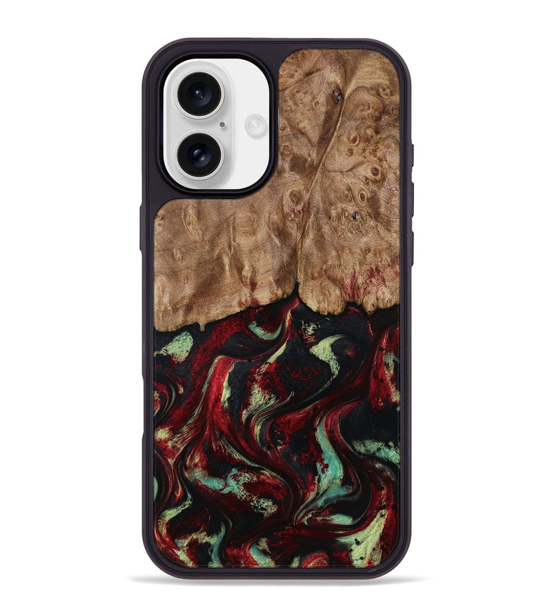iPhone 16 Plus Wood Phone Case - Terese (Red, 806103)