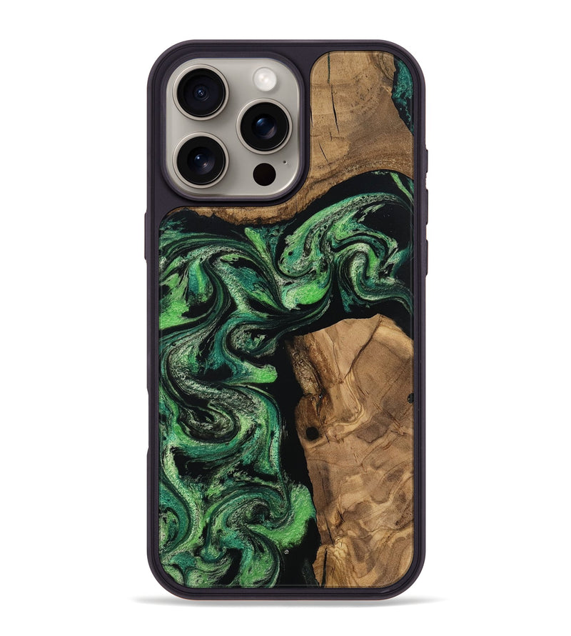 iPhone 16 Pro Max Wood Phone Case - Taniya (Green, 806125)