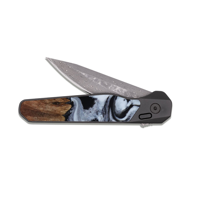 EDC Dark Wood Pocket Knife - Kameron (Black & White, 806179)
