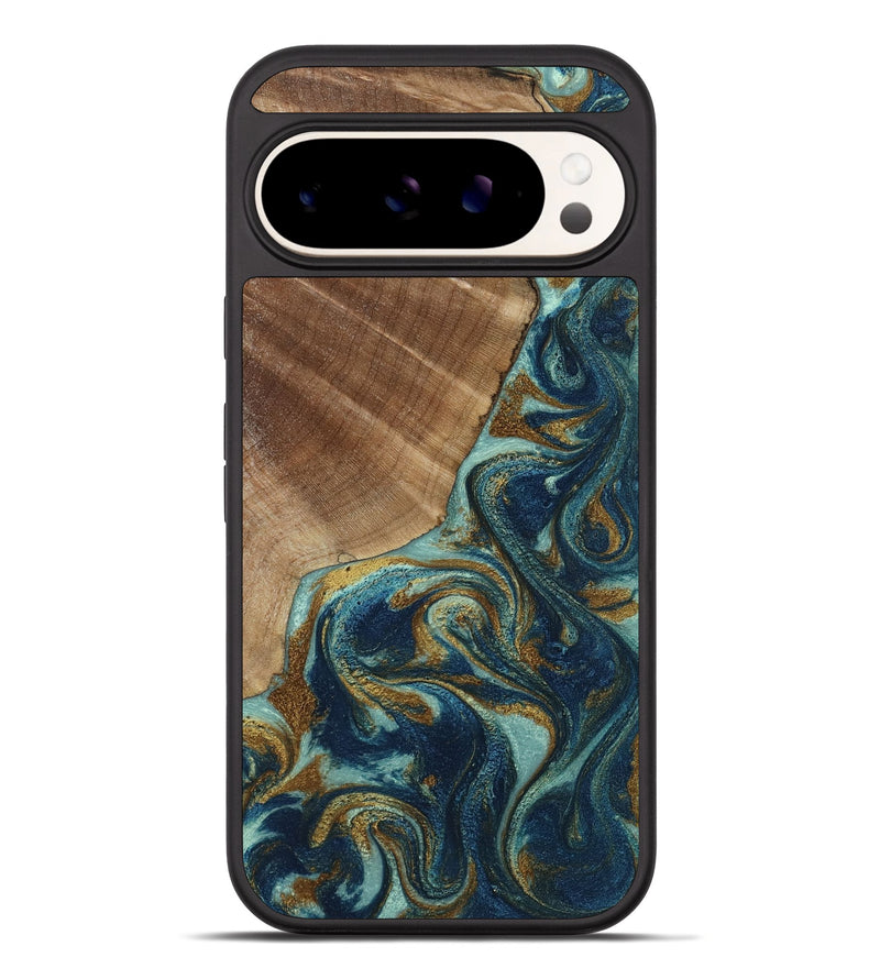 Pixel 10 Pro XL Wood Phone Case - Ottilie (Teal & Gold, 806410)