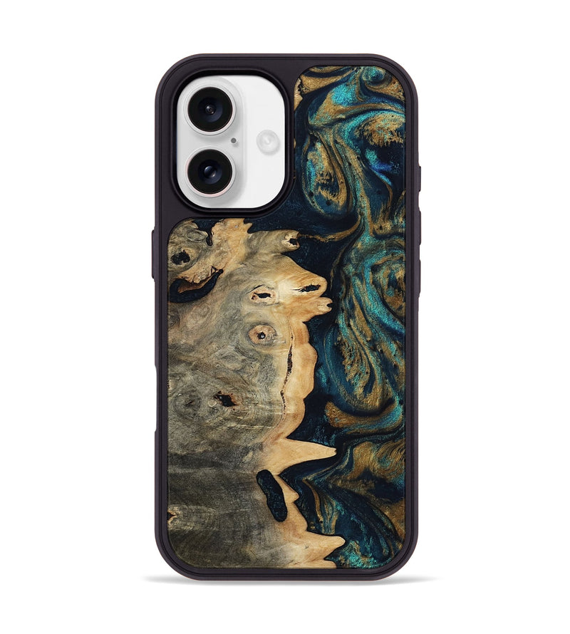 iPhone 17 Wood Phone Case - Jayleen (Teal & Gold, 806411)