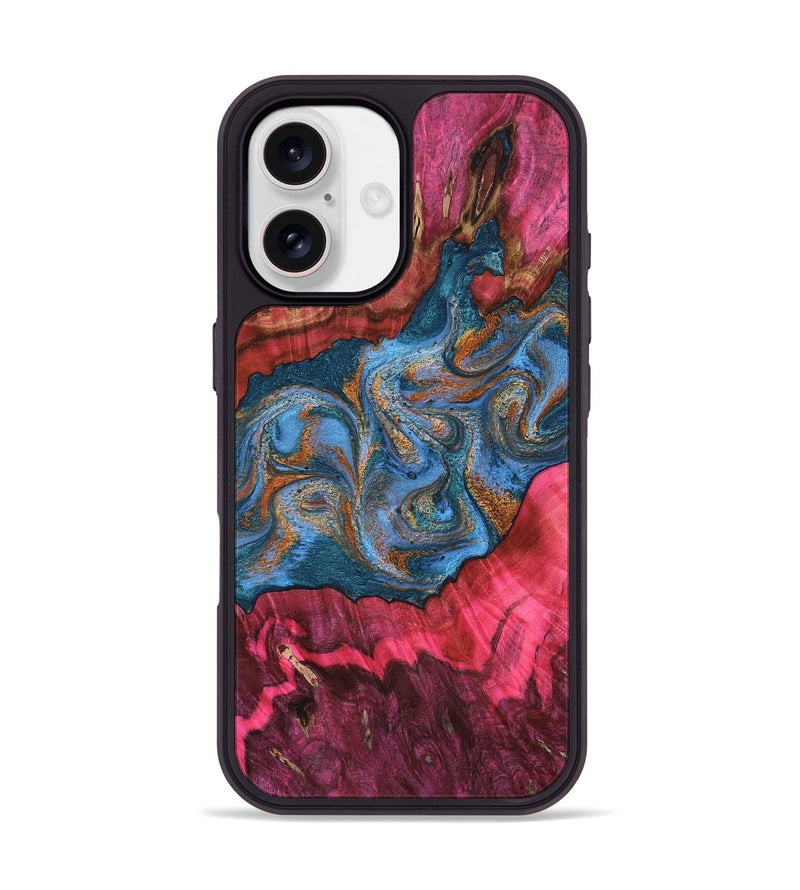 iPhone 17 Wood Phone Case - Portia (Teal & Gold, 806413)