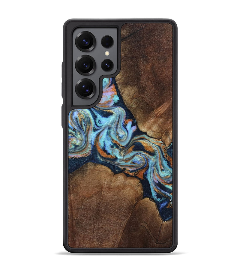 Galaxy S25 Ultra Wood Phone Case - Anabel (Teal & Gold, 806416)