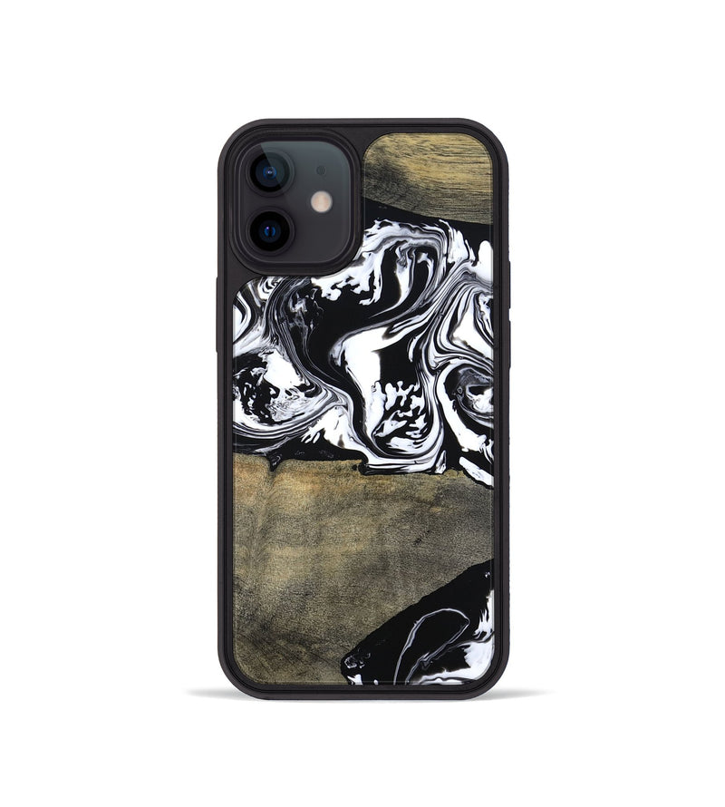 iPhone 12 mini Wood Phone Case - Golda (Black & White, 806422)