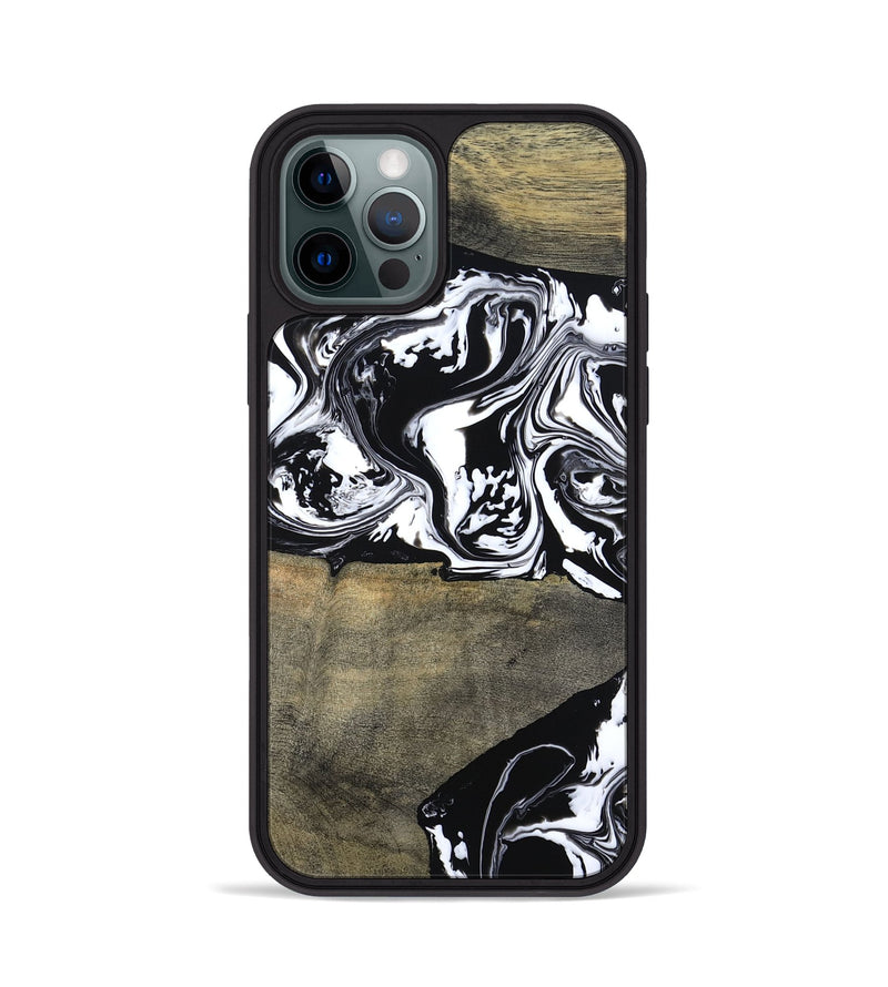 iPhone 12 Pro Wood Phone Case - Golda (Black & White, 806422)