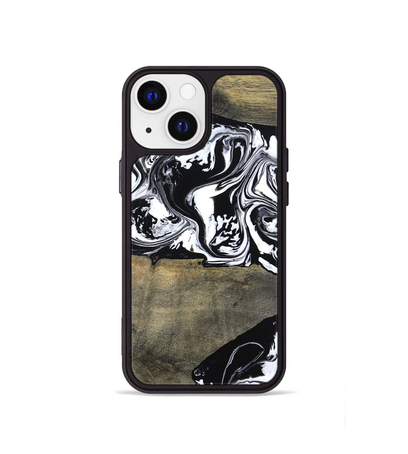 iPhone 13 mini Wood Phone Case - Golda (Black & White, 806422)