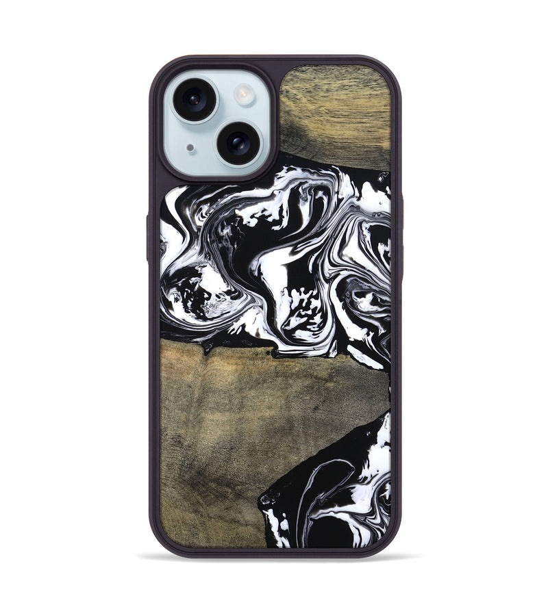 iPhone 15 Wood Phone Case - Golda (Black & White, 806422)