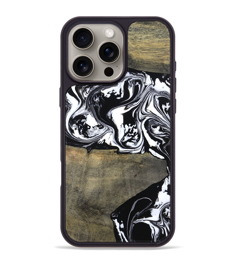 iPhone 16 Pro Max Wood Phone Case - Golda (Black & White, 806422)