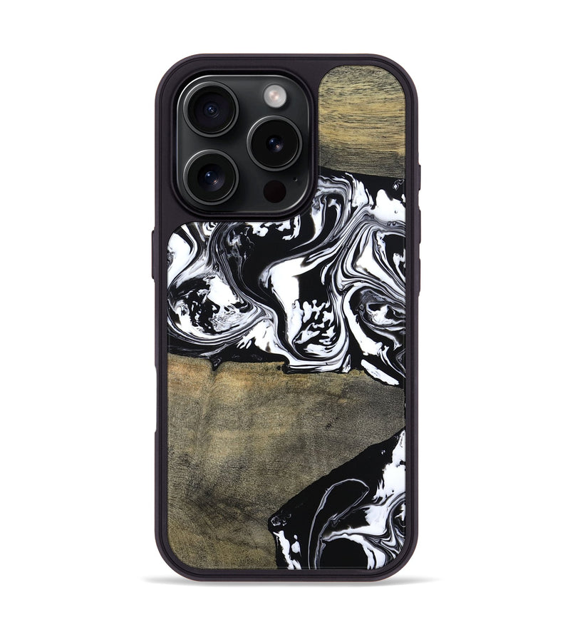 iPhone 16 Pro Wood Phone Case - Golda (Black & White, 806422)