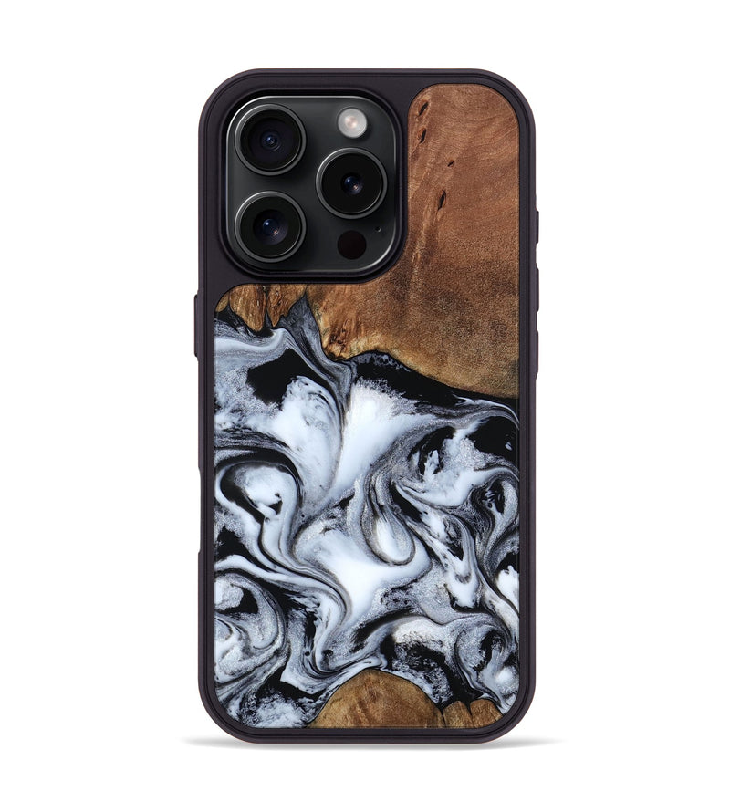 iPhone 16 Pro Wood Phone Case - Todd (Black & White, 806423)