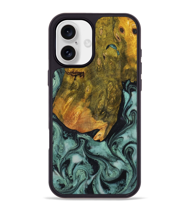 iPhone 16 Plus Wood Phone Case - Tatiana (Green, 806439)