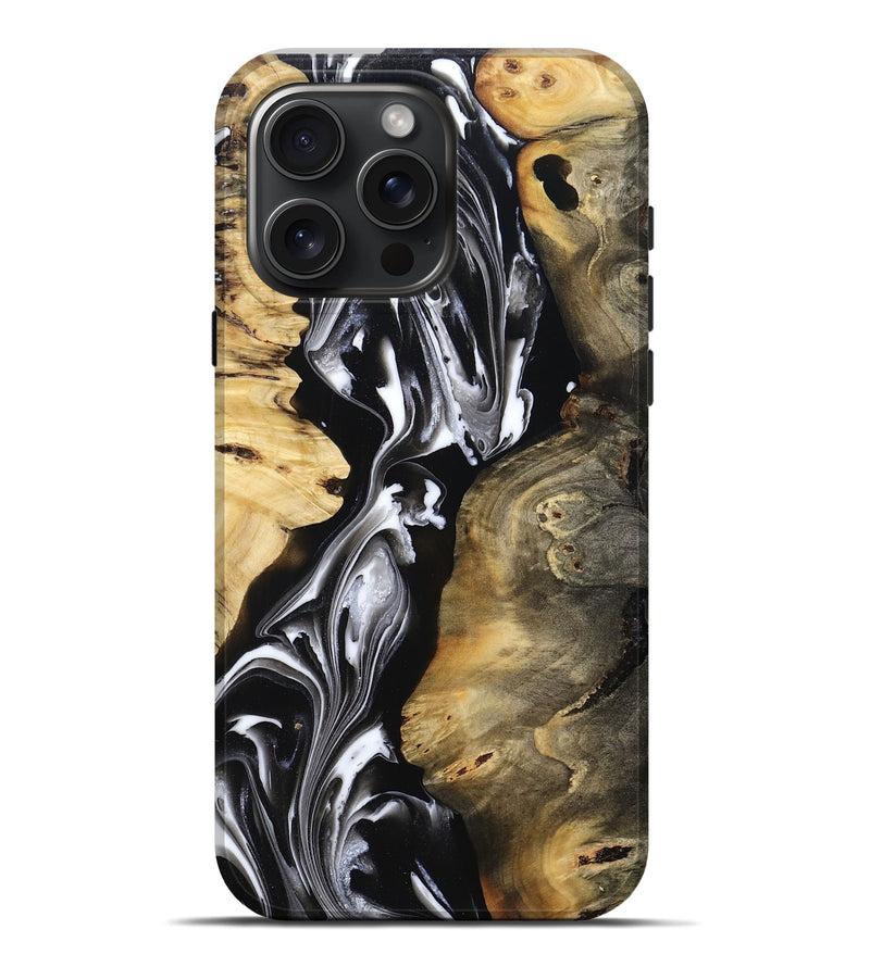 iPhone 16 Pro Max Wood Live Edge Phone Case - Kristyn (Black & White, 806487)