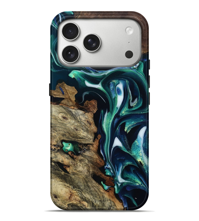 iPhone 17 Pro Max Wood Live Edge Phone Case - Omari (Green, 806527)