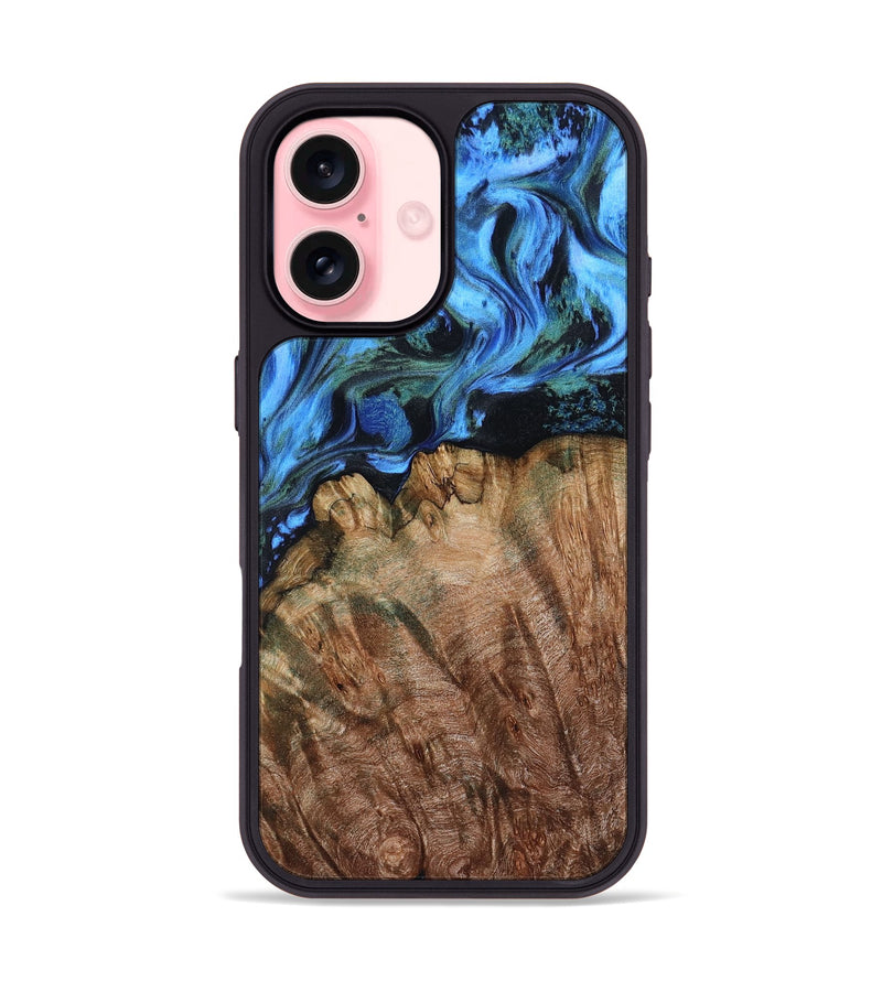 iPhone 16 Wood Phone Case - Andrew (Blue, 806547)