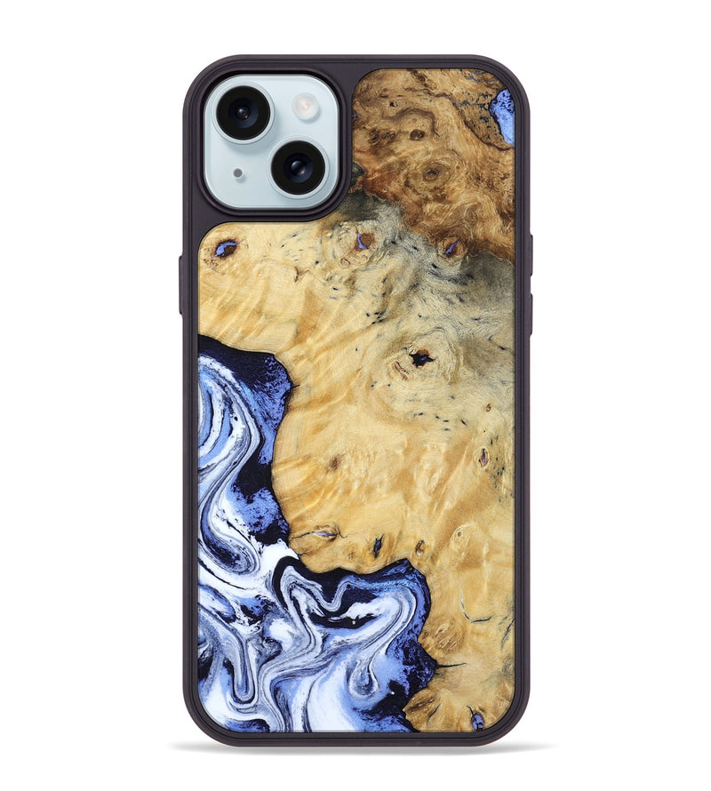 iPhone 15 Plus Wood Phone Case - Ena (Blue, 806548)