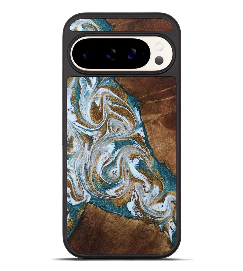 Pixel 10 Pro XL Wood Phone Case - Tamara (Teal & Gold, 806627)