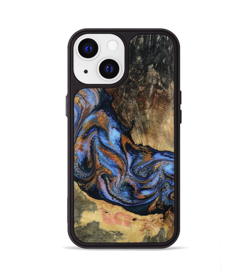 iPhone 13 Wood Phone Case - Adonis (Teal & Gold, 806636)
