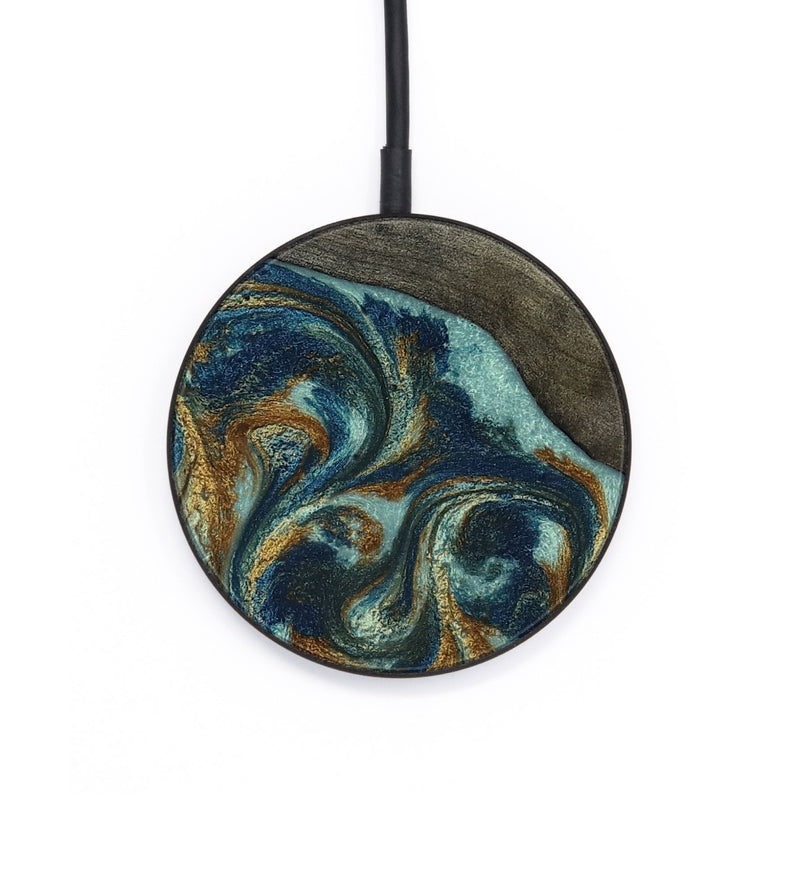 Circle Wood Wireless Charger - Jena (Teal & Gold, 806657)