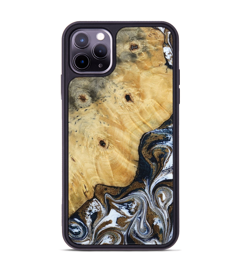 iPhone 11 Pro Max Wood Phone Case - Allen (Teal & Gold, 806658)