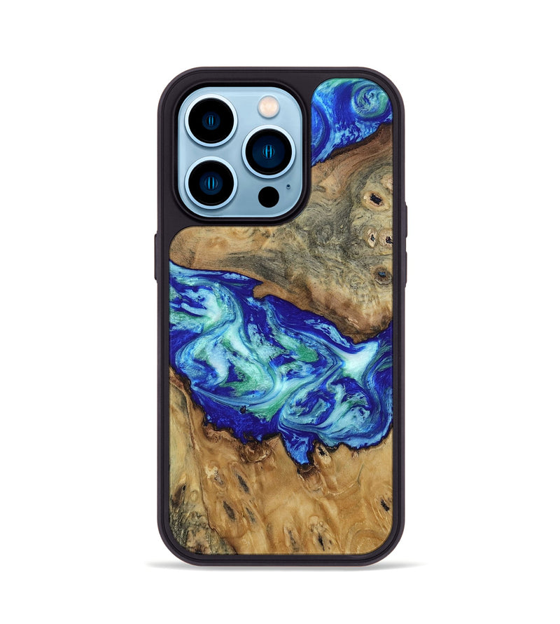 iPhone 14 Pro Wood Phone Case - Katie (Blue, 806688)