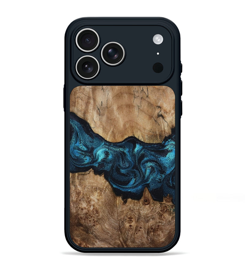 iPhone 17 Pro Max Wood Phone Case - Reggie (Teal & Gold, 806705)