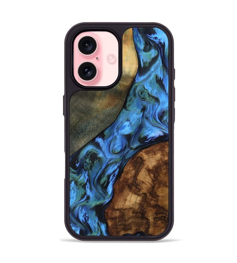 iPhone 16 Wood Phone Case - Rosetta (Blue, 806713)