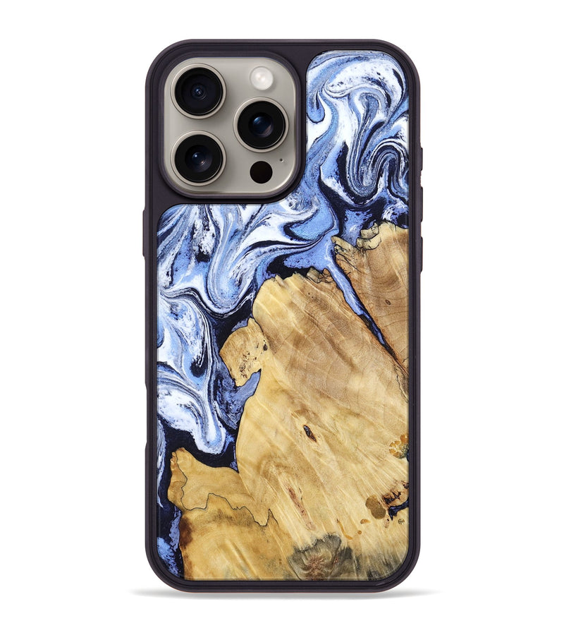 iPhone 16 Pro Max Wood Phone Case - Veda (Blue, 806717)