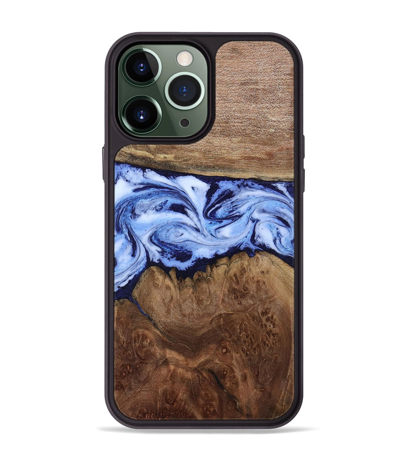 iPhone 13 Pro Max Wood Phone Case - Megan (Blue, 806722)