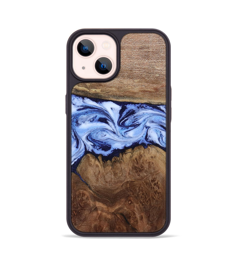 iPhone 14 Wood Phone Case - Megan (Blue, 806722)