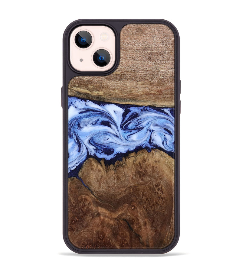 iPhone 14 Plus Wood Phone Case - Megan (Blue, 806722)