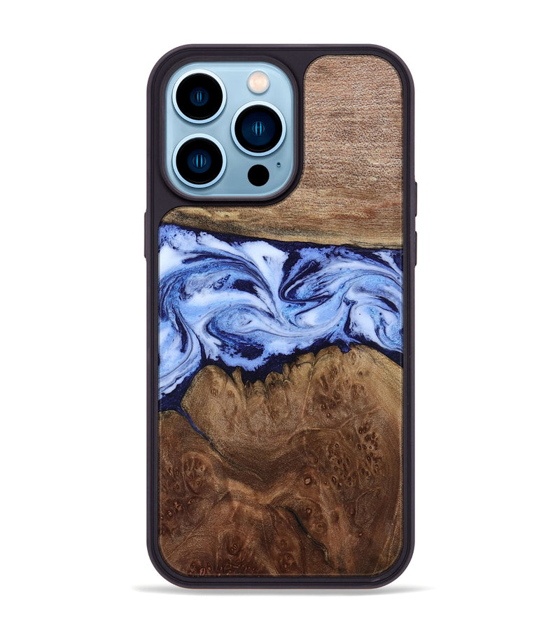 iPhone 14 Pro Max Wood Phone Case - Megan (Blue, 806722)