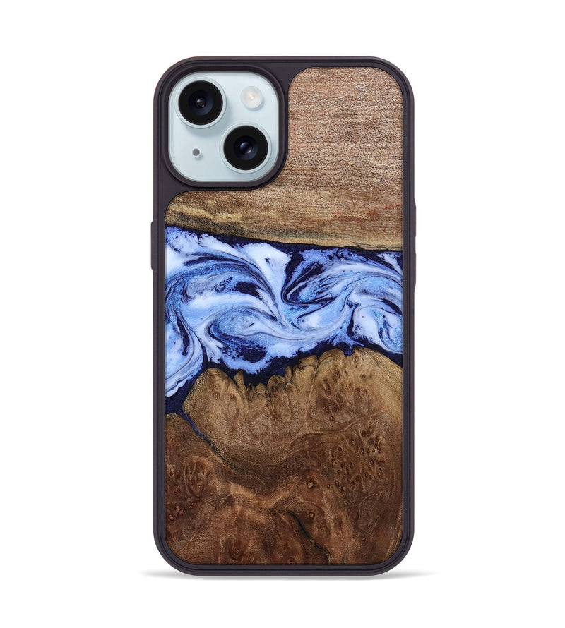 iPhone 15 Wood Phone Case - Megan (Blue, 806722)