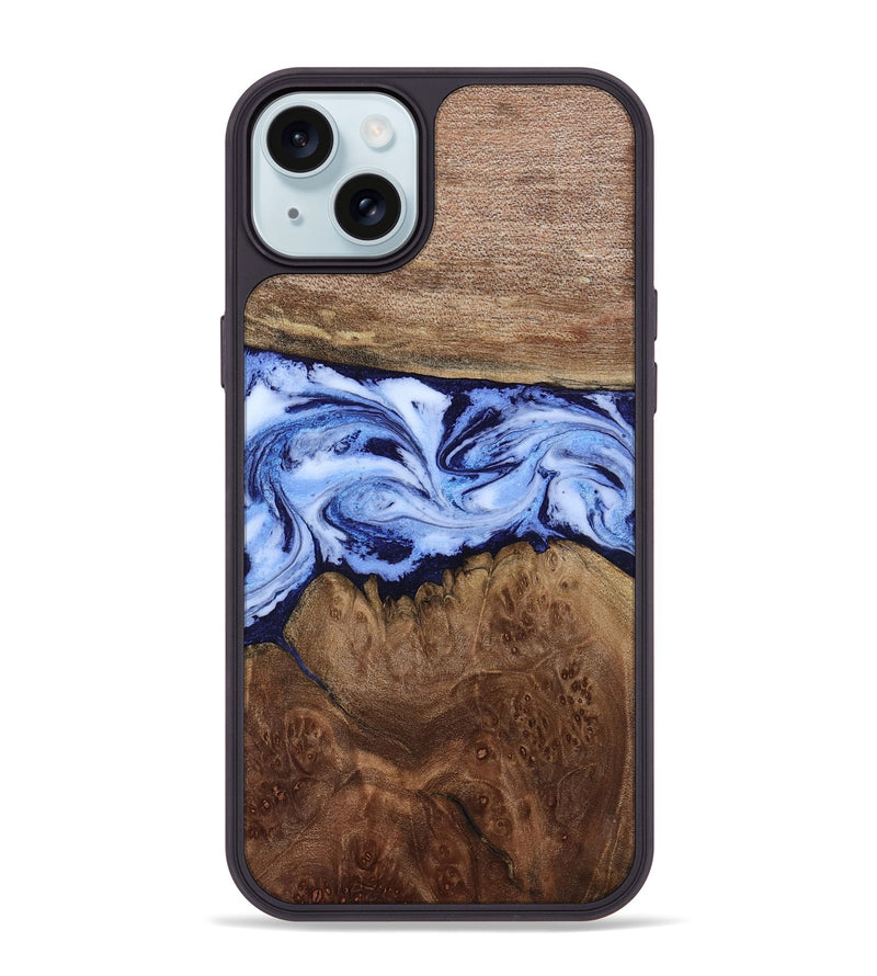 iPhone 15 Plus Wood Phone Case - Megan (Blue, 806722)