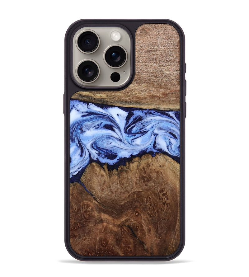 iPhone 15 Pro Max Wood Phone Case - Megan (Blue, 806722)